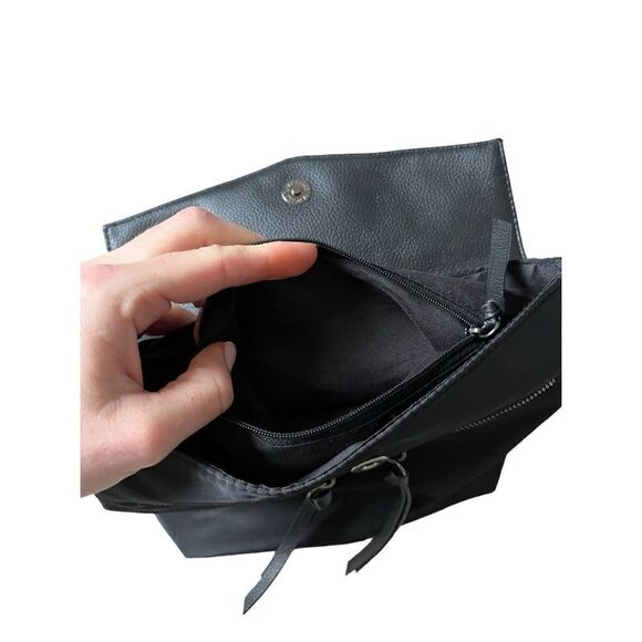 Botkier Small Black Nylon & Pebbled Leather Backpack Logo Straps - Picture 15 of 15